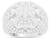 ESTATE LARGE 2.95CT DIAMOND 14KT WHITE GOLD PAVE CIRCULAR DOME SHAPE FLORAL RING