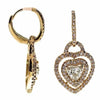 2.13CT WHITE & PINK DIAMOND 18K ROSE GOLD HEART SHAPE HALO LOVE HANGING EARRINGS