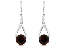 3.20CT DIAMOND & AAA GARNET 14KT WHITE GOLD ROUND INFINITY FUN HANGING EARRINGS