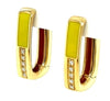 .10CT DIAMOND & YELLOW ENAMEL 18KT YELLOW GOLD RECTANGULAR FUN HANGING EARRINGS