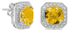 3.59CT DIAMOND & AAA CITRINE 14KT YELLOW GOLD CUSHION & ROUND OCTAGON EARRINGS