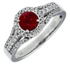 1.10CT DIAMOND & AAA RUBY 14KT WHITE GOLD 3D CLASSIC ROUND HALO ENGAGEMENT RING