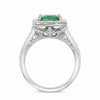 LARGE 3.19CT DIAMOND & AAA EMERALD 18K WHITE GOLD ROUND & SQUARE ENGAGEMENT RING
