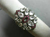 ESTATE 5.25T AAA PINK SAPPHIRE RUBY & WHITE QUARTZ 14KT WHITE GOLD 3D CROWN RING