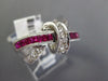 ESTATE LARGE 1.78CT DIAMOND & AAA RUBY 14K WHITE GOLD ROUND & PRINCESS FUN RING