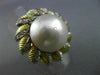 ANTIQUE MASSIVE .35CT DIAMOND 18K TWO TONE GOLD AAA MABE PEARL FLOWER RING 25403