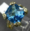 ESTATE LARGE 6.54CT DIAMOND & AAA EXTRA FACET BLUE TOPAZ 14K YELLOW GOLD 3D RING