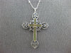 ANTIQUE LARGE 1.5CT ROSE CUT &OLD MINE DIAMOND & EMERALD 14K WHITE GOLD NECKLACE