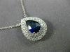 ESTATE LARGE 1.70CT DIAMOND & AAA SAPPHIRE 18K WHITE GOLD TEAR DROP HALO PENDANT