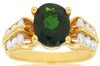 3.35CT DIAMOND & AAA GREEN GARNET 14KT YELLOW GOLD OVAL & ROUND ENGAGEMENT RING