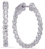 1.64CT DIAMOND 14KT WHITE GOLD 3D SHARED PRONG INSIDE OUT HOOP HANGING EARRINGS
