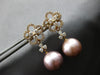 LARGE 1.11CT DIAMOND & AAA PINK SOUTH SEA PEARL 18KT ROSE GOLD HANGING EARRINGS