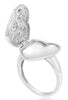 ESTATE .23CT DIAMOND 14KT WHITE GOLD 3D FILIGREE FLOWER HEART SHAPE LOVE RING