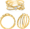 LARGE .32CT DIAMOND 14K YELLOW GOLD ROUND SOLITAIRE INFINITY OVAL LINK LOVE RING