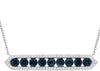ESTATE 1.36CT DIAMOND & AAA SAPPHIRE 14KT WHITE GOLD ROUND HEXAGON BAR NECKLACE