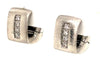 ESTATE .06CT DIAMOND 18KT WHITE GOLD ROUND SQUARE HUGGIE HOOP HANGING EARRINGS