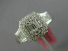 ESTATE 1.04CT ROUND & BAGUETTE DIAMOND 18KT WHITE GOLD CLUSTER SQUARE HALO RING