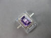 1.12CT DIAMOND & AAA AMETHYST 14KT WHITE GOLD EMERALD CUT & ROUND HALO LOVE RING