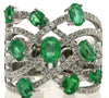 WIDE 2.25CT DIAMOND & AAA EMERALD 18KT WHITE GOLD OVAL & ROUND ANNIVERSARY RING