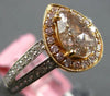 LARGE 1.47CT WHITE PINK & MOCHA DIAMOND 18KT 2 TONE GOLD CLASSIC ENGAGEMENT RING