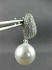 LARGE 2.50CT DIAMOND & AAA SOUTH SEA PEARLS 18K WHITE GOLD PAVE HANGING EARRINGS