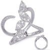 WIDE .82CT DIAMOND 14KT WHITE GOLD 3D MULTI SHAPE CLUSTER INVIISBLE LEAF RING