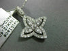ESTATE .57CT DIAMOND 18K WHITE GOLD 3D CLASSIC 4 LEAF CLOVER FLOWER LOVE PENDANT
