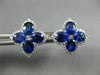 ESTATE LARGE 3.79CT DIAMOND & AAA SAPPHIRE 18KT WHITE GOLD FLOWER STUD EARRINGS