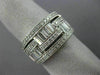WIDE 1.45CT ROUND & BAGUETTE DIAMOND 14K WHITE GOLD MULTI ROW WEDDING RING #1616