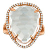 LARGE 11.52CT DIAMOND & AAA WHITE TOPAZ 14KT ROSE GOLD PEAR SHAPE & ROUND RING