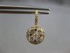 LARGE 1.37CT DIAMOND 18KT YELLOW GOLD ROUND CLUSTER FLOWER HALO HANGING EARRINGS