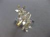 LARGE .94CT DIAMOND 14KT YELLOW GOLD 3D ROUND & BAGUETTE MULTI FLOWER FUN RING