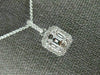 ESTATE .45CT DIAMOND 18K WHITE GOLD ROUND & BAGUETTE CLUSTER SQUARE HALO PENDANT