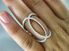 ESTATE MASSIVE .71CT DIAMOND 18KT WHITE GOLD 3D OVAL INFINITY HOOP LOVE FUN RING