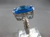 EXTRA LARGE 12.0CT DIAMOND & AAA BLUE TOPAZ 14KT WHITE GOLD CUSHION & ROUND RING