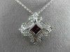 ANTIQUE .56CT DIAMOND & AAA RUBY 18K WHITE GOLD 3D SQUARE FILIGREE PENDANT #9375