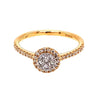 ESTATE .33CT DIAMOND 18KT YELLOW GOLD 3D CLASSIC CLUSTER FLOWER HALO FUN RING
