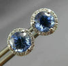 ESTATE 2.80CT DIAMOND & AAA SAPPHIRE 14KT WHITE GOLD 3D ROUND HALO STUD EARRINGS