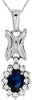 .61CT DIAMOND & SAPPHIRE 14KT WHITE GOLD OVAL & ROUND FLOWER BUTTERFLY PENDANT