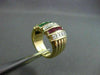 ESTATE 3.55CT DIAMOND & AAA RUBY & EMERALD 18K YELLOW GOLD MULTI ROW RING #22492