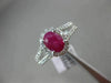 ESTATE 1.55CT DIAMOND & RUBY 14KT WHITE GOLD OVAL HALO FILIGREE ENGAGEMENT RING