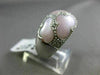 ESTATE WIDE .18CT DIAMOND 14K WHITE GOLD 3D MOTHER OF PEARL 3 CLOVER FLOWER RING