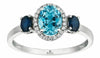 1.80CT DIAMOND AAA SAPPHIRE & BLUE TOPAZ 14KT WHITE GOLD 3D OVAL ENGAGEMENT RING