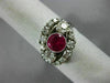 ANTIQUE WIDE 2.04CT DIAMOND & AAA RUBY PLATINUM 3D THREE STONE ANNIVERSARY RING