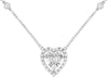 .32CT DIAMOND 14K WHITE GOLD ROUND & BAGUETTE CLUSTER DOUBLE HEART LOVE NECKLACE