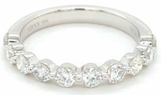 1.02CT DIAMOND 18KT WHITE GOLD CLASSIC 10 STONE SEMI ETERNITY SHARED PRONG RING