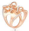 EXTRA LARGE .81CT DIAMOND 14KT ROSE GOLD DOUBLE KNOT CRISS CROSS BOW SHAPE RING