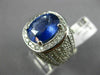 ESTATE EXTRA LARGE 7.74CT DIAMOND & AAA SAPPHIRE 14KT WHITE GOLD OVAL MENS RING