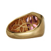7.64CT DIAMOND & AAA PINK TOURMALINE 18KT YELLOW GOLD OCTAGON HALO UNISEX RING