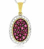 ESTATE .99CT DIAMOND & AAA RUBY 14K YELLOW GOLD 3D OVAL CLUSTER FLOATING PENDANT